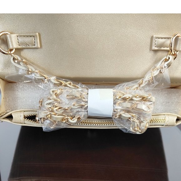 NWT BEBE Gold Sophia Crossbody Bag Small Vegan Purse Quilted Chain Strap 5x7x2 - Picture 5 of 10